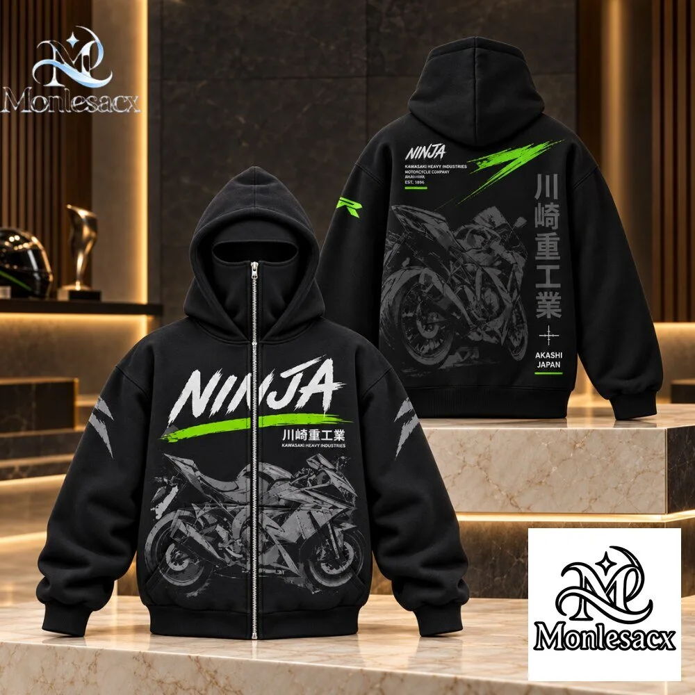 Kawasaki Ninja Motorcycle Heavy Industries Graphic Zip High Neck